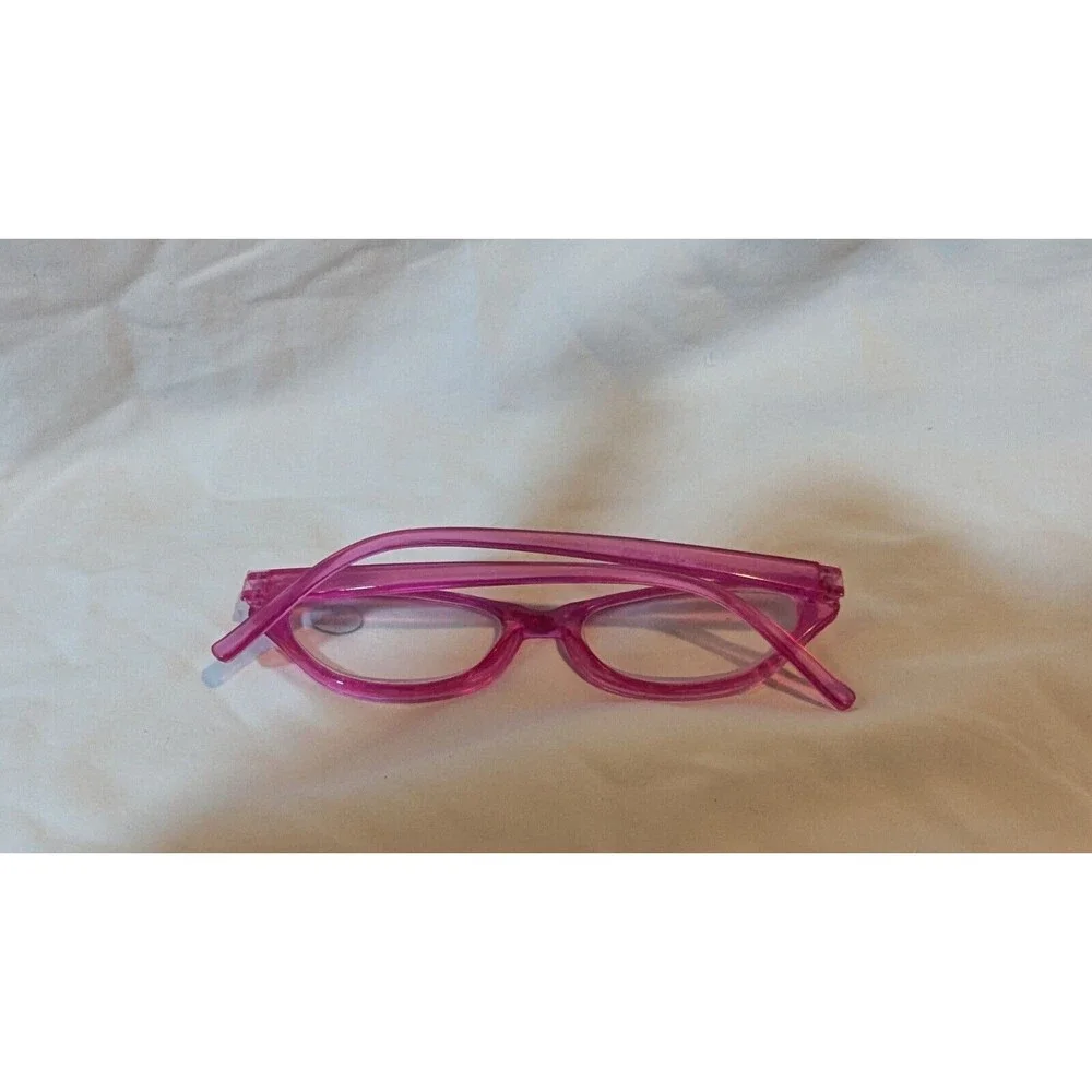 Pink Womans Round Reading Glasses +2.00